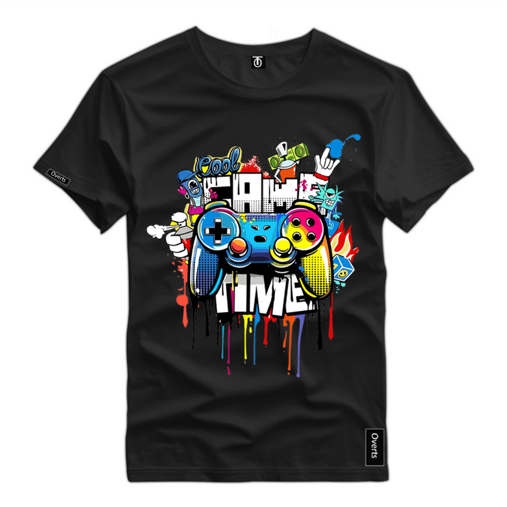 Camiseta Masculina Camisa Controle Gamer Colorido Estampado Blusa Algodão Premium