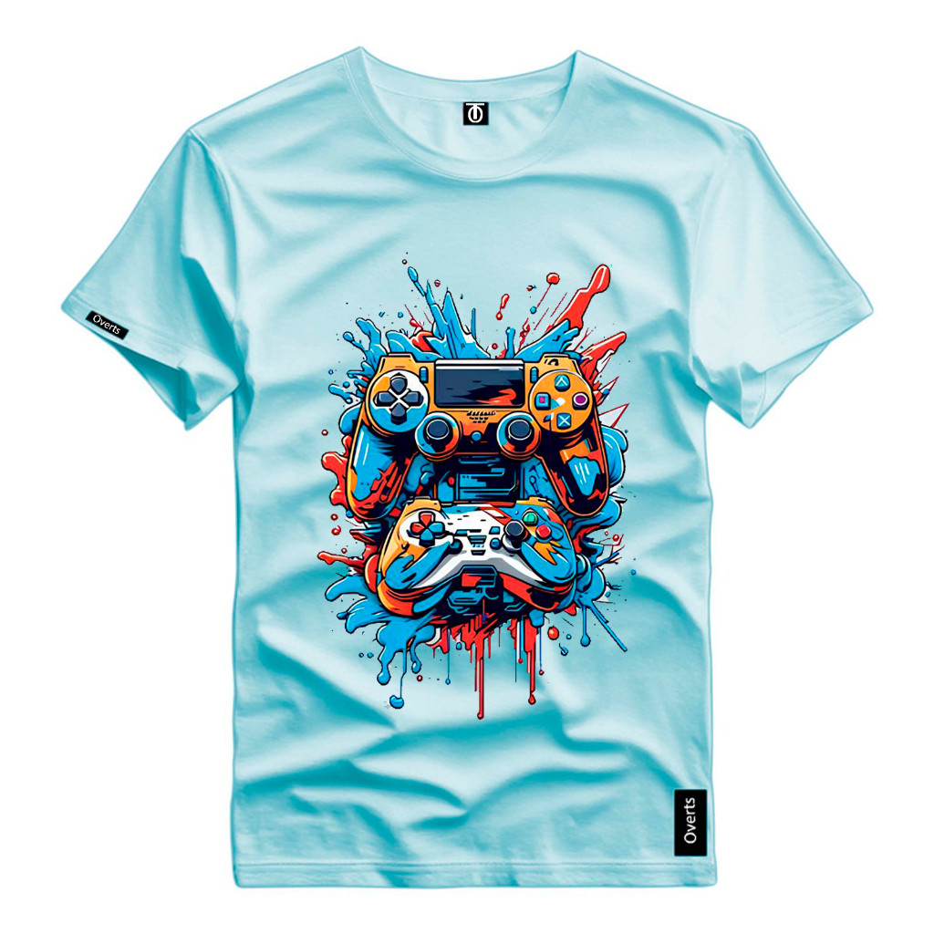 Camiseta Controle Estampada Game Colorido Top Camisa Personalizada 100% Algodão Premium