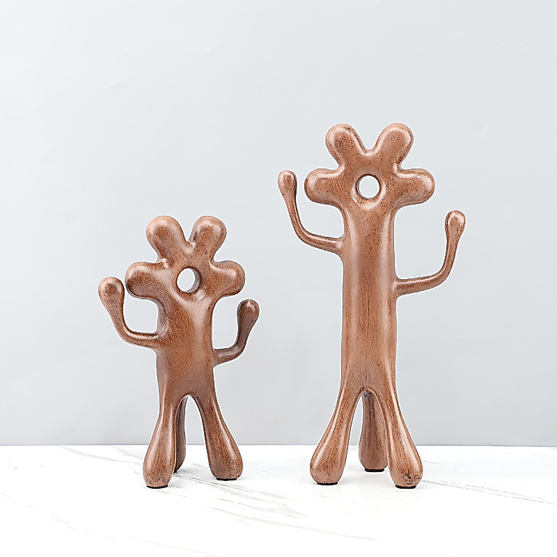 F6NW Modern minimalist abstract resin wood-grain sculpture, a decorative piece for the entryway, living room, or TV cabi