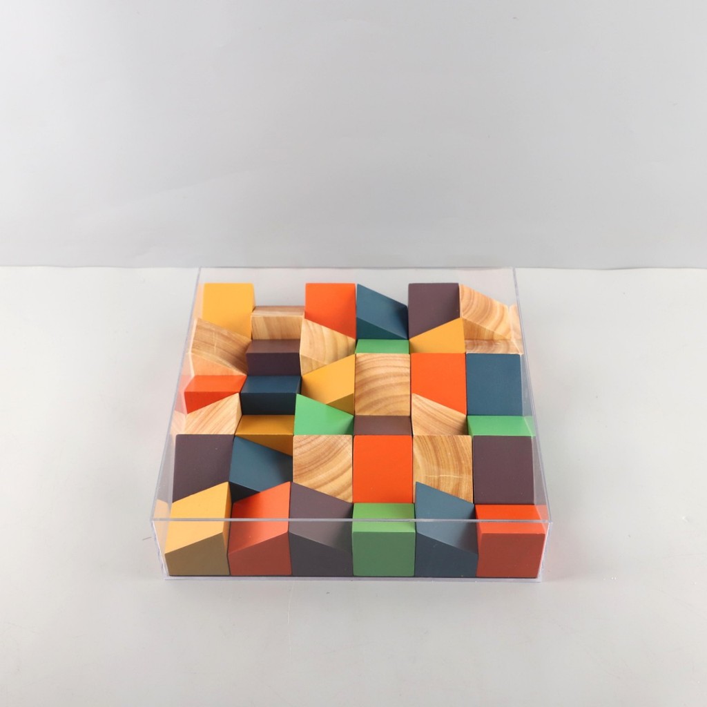 PCCY Modern minimalist geometric acrylic and solid wood building block art decoration, suitable for living room, entrywa