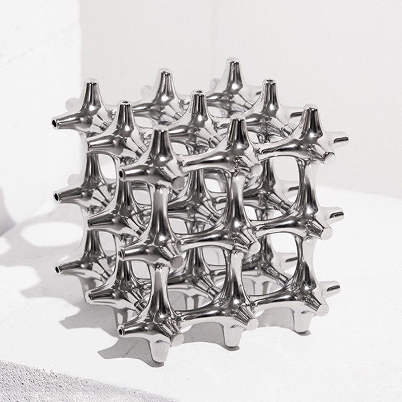 Simple modern geometric layered cube resin ornament for model rooms, study rooms, and desktop soft decoration