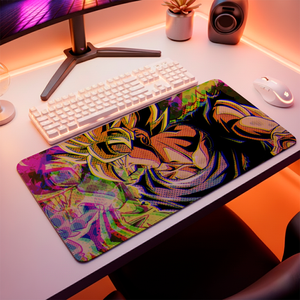 Mouse Pad Gamer Speed Macio Sem Relevos Com Base Antiderrapante Borda Reforçadas Estampa De Anime GK Raimbow Full Power