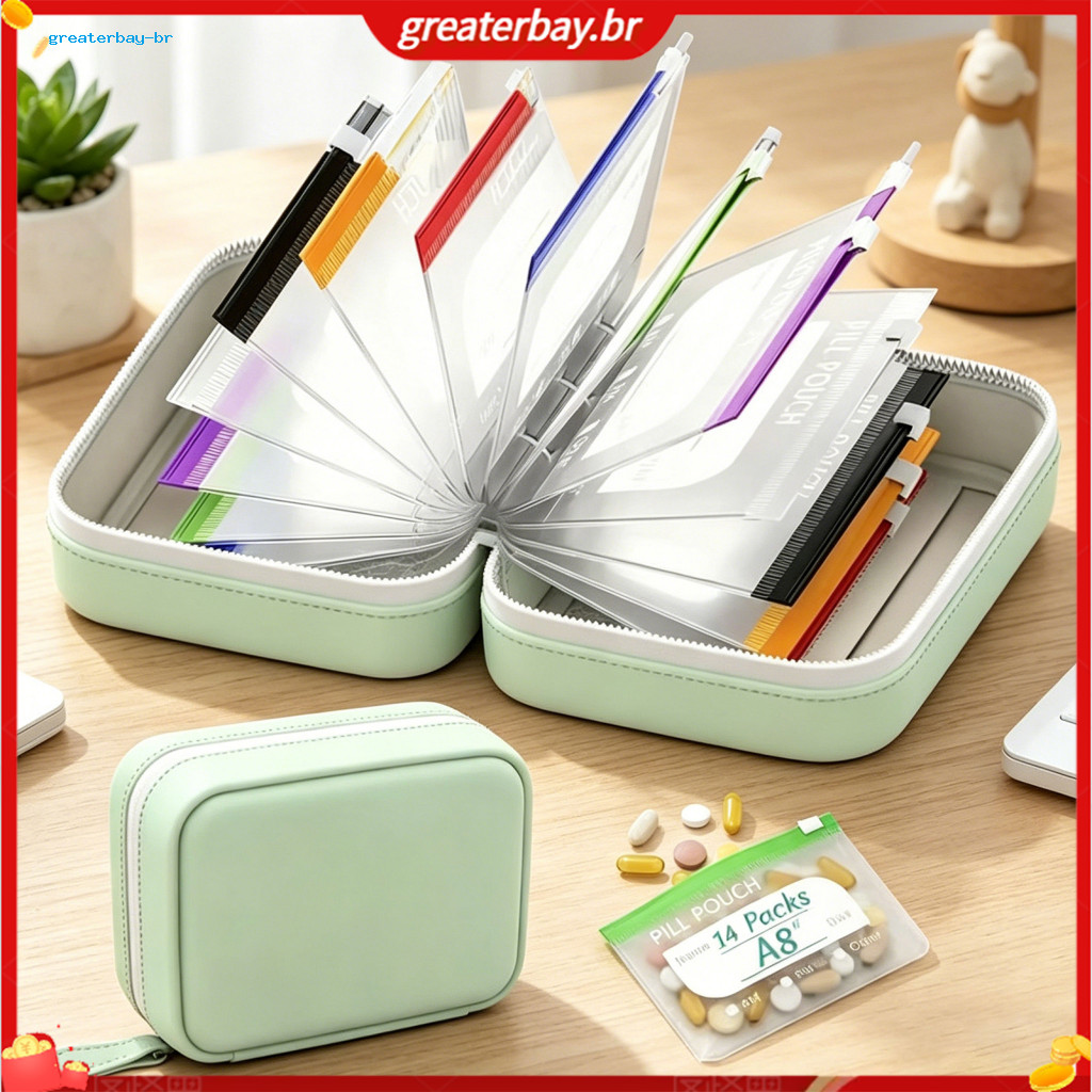 Waterproof Travel Pill Organizer Set with Zipper – Portable Medicine Storage Box Clip for Outdoor Daily Use and Cross-