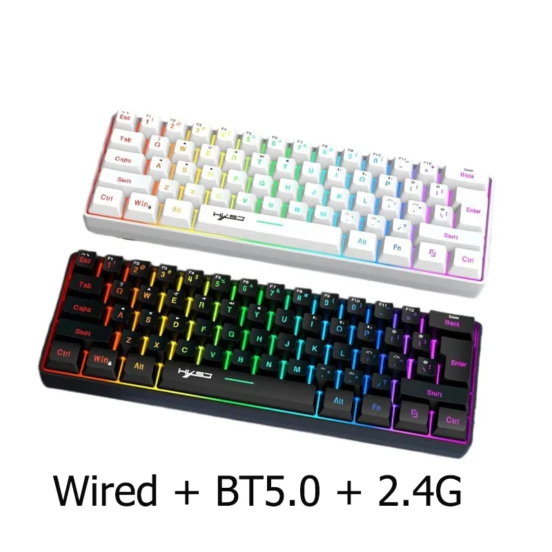 Bluetooth Wireless Keyboard 2.4G USB Triple RGB Keyboards White 60% Computer Backlit Ergonomic Tablet Key Board Laptop Claviers