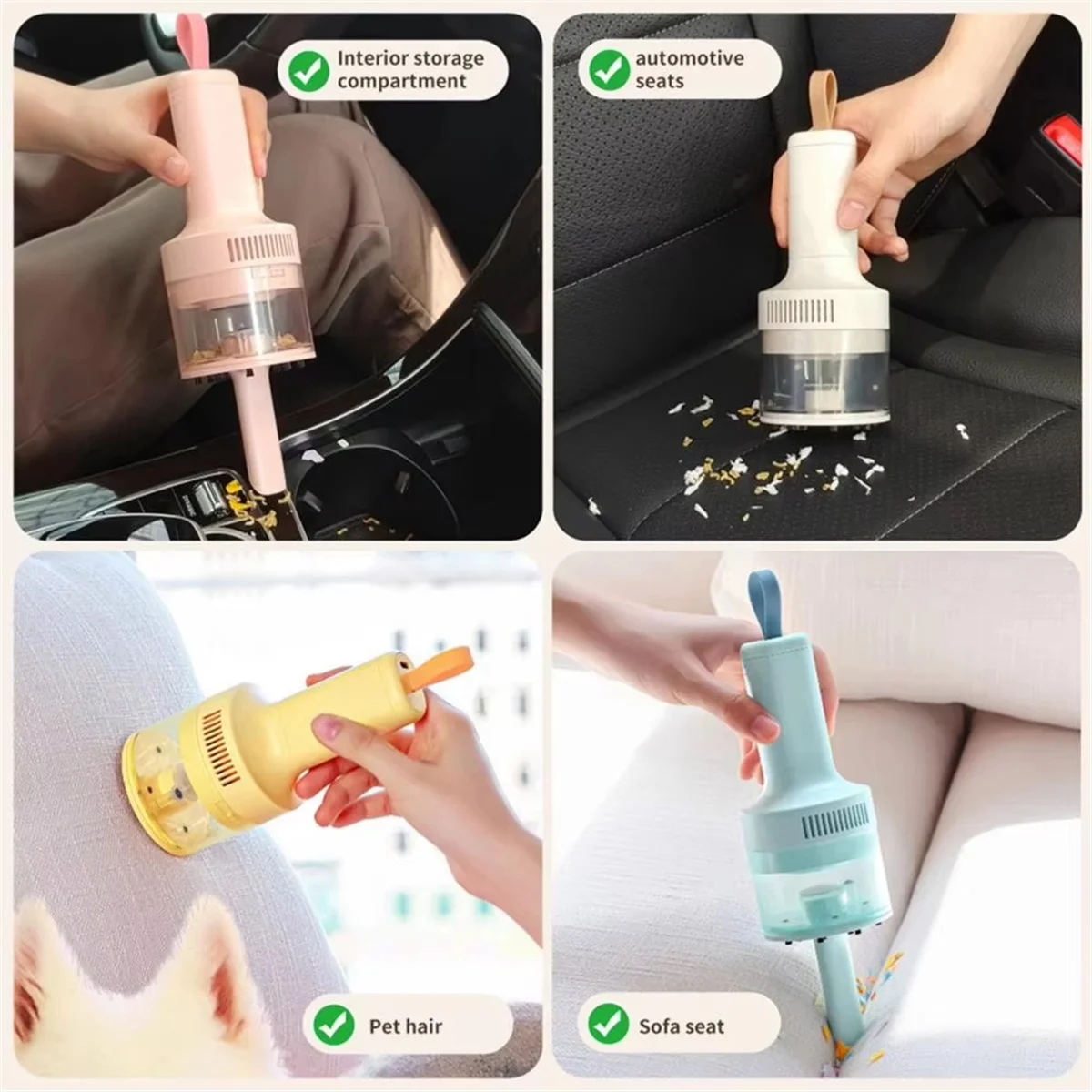 WZ-Desktop Vacuum Cleaner for Home and Car Use, Strong Suction, USB Charging, Mini Keyboard Cleaner Yellow