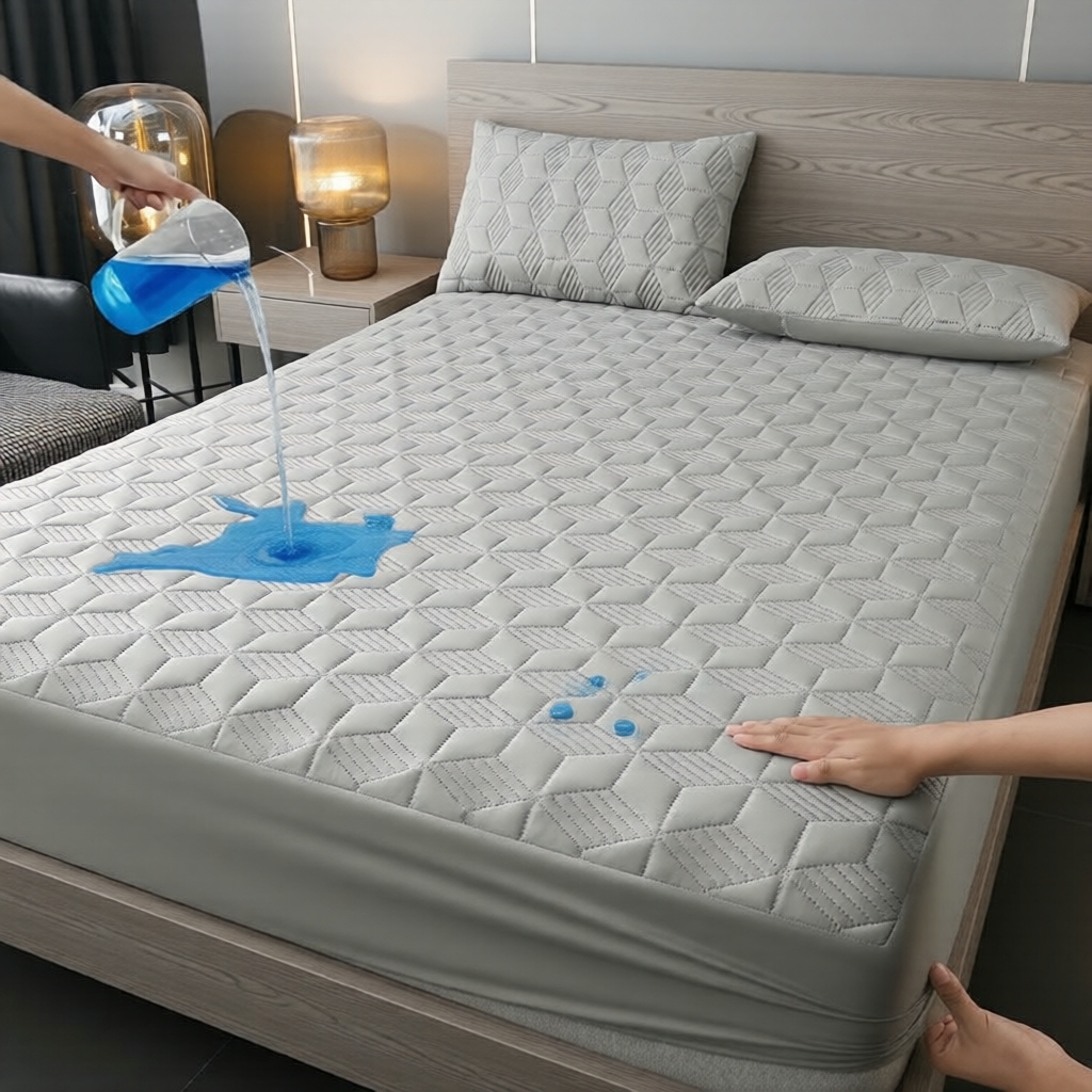 Protetor de Colchão Acolchoado Impermeável 3D com Borda de Alta Elasticidade para Dormitórios e Tatami