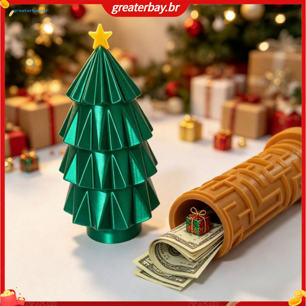 Maze Christmas Tree Money Box 3d Printed Puzzle Cash Holder Holiday Decor Fun Brain Teaser Gift for Adults Unique Saving