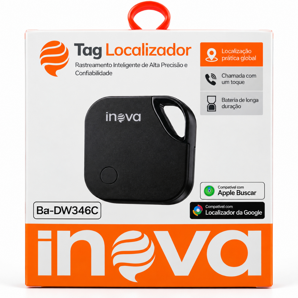 Tag Localizador Inova BA-DW346C Bluetooth Apple Buscar Google Preto