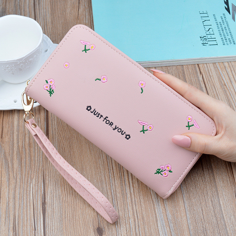 Carteira feminina longo zíper saco ins Harajuku 2019 novo estilo menina coração bolsa pequeno fresco Multi-função titula