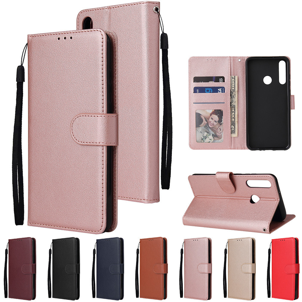 Capa Huawei Y9 Y7 Pro Y7a Y6s Y6 Y5 Prime 2019 2018 Lite De Couro Carteira Com Compartimentos Para Cartão Macia Cordão S