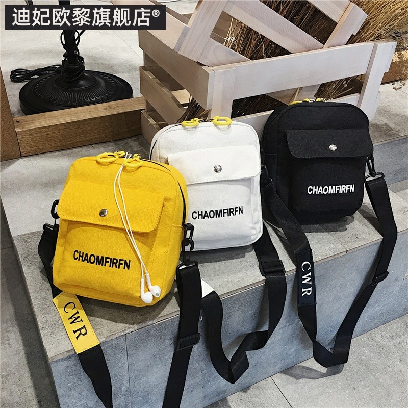Bolsa de lona feminina mensageiro verão pequeno saco 2019 novo estilo moda estudante versão coreana simples All-Match um