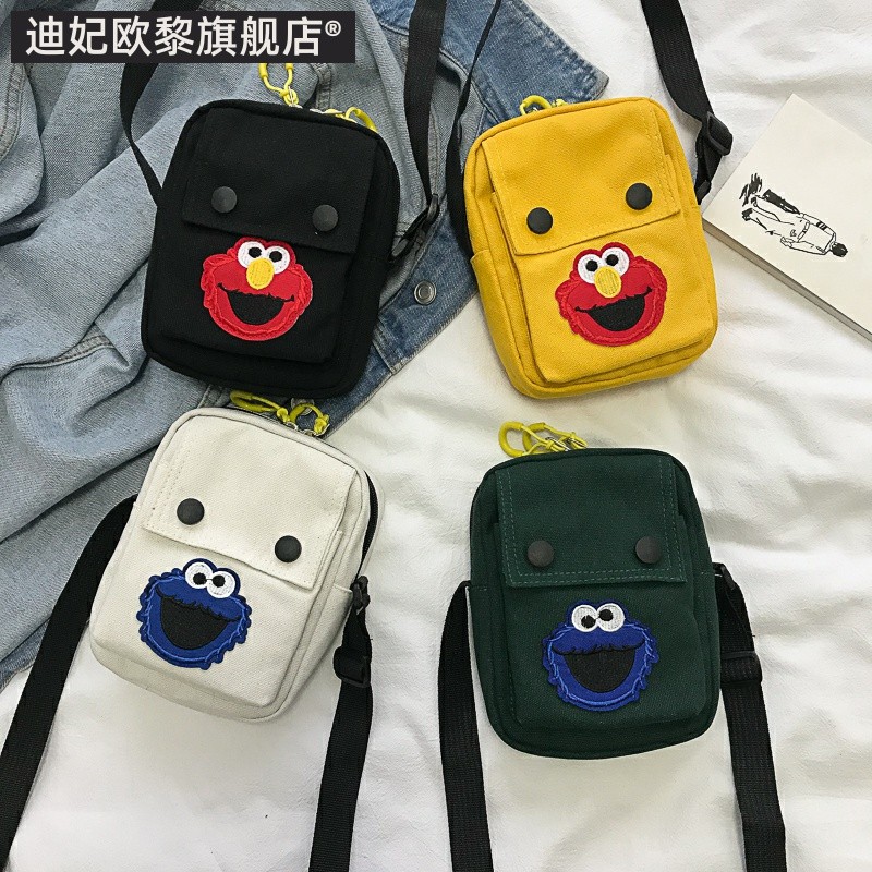 Bolsa pequena de lona feminina novo estilo 2019 na moda ins Crossbody estilo Hong Kong versão coreana All-Match estudant