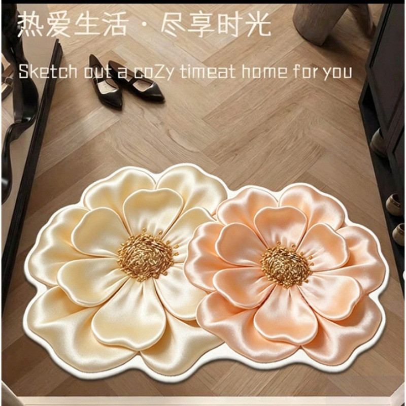 3D Visual Flower Floor Household Diatom Mud Banheiro Tapete de porta de entrada Tapete absorvente para pés