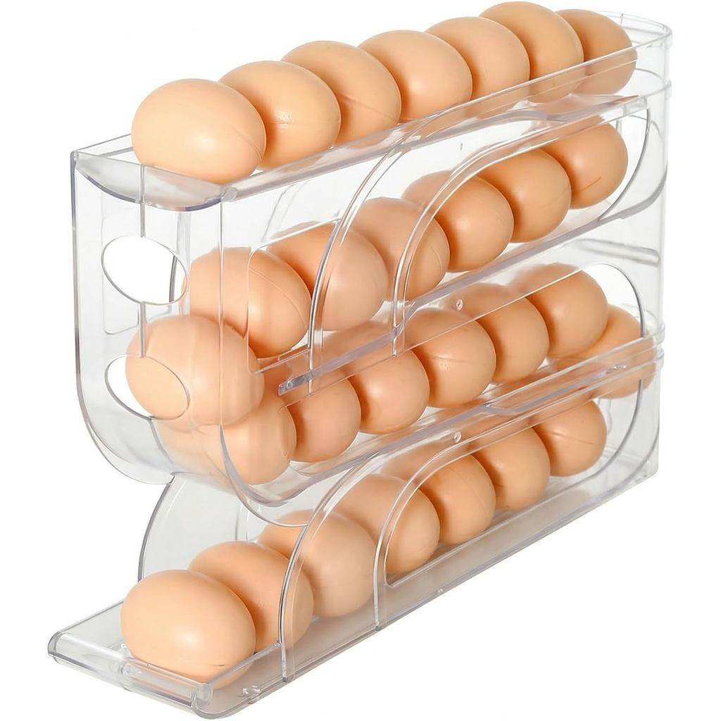 Refrigerator Egg Trays,Automatic Rolling Egg Holder Organizer for Refrigerator Slide Design Egg Dispenser, Food Grade Ma