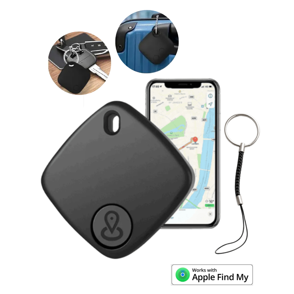Mini Rastreador Objetos Smart Tag GPS Find My Localizador Mala Carro Moto Scooter Pet Criança Preto