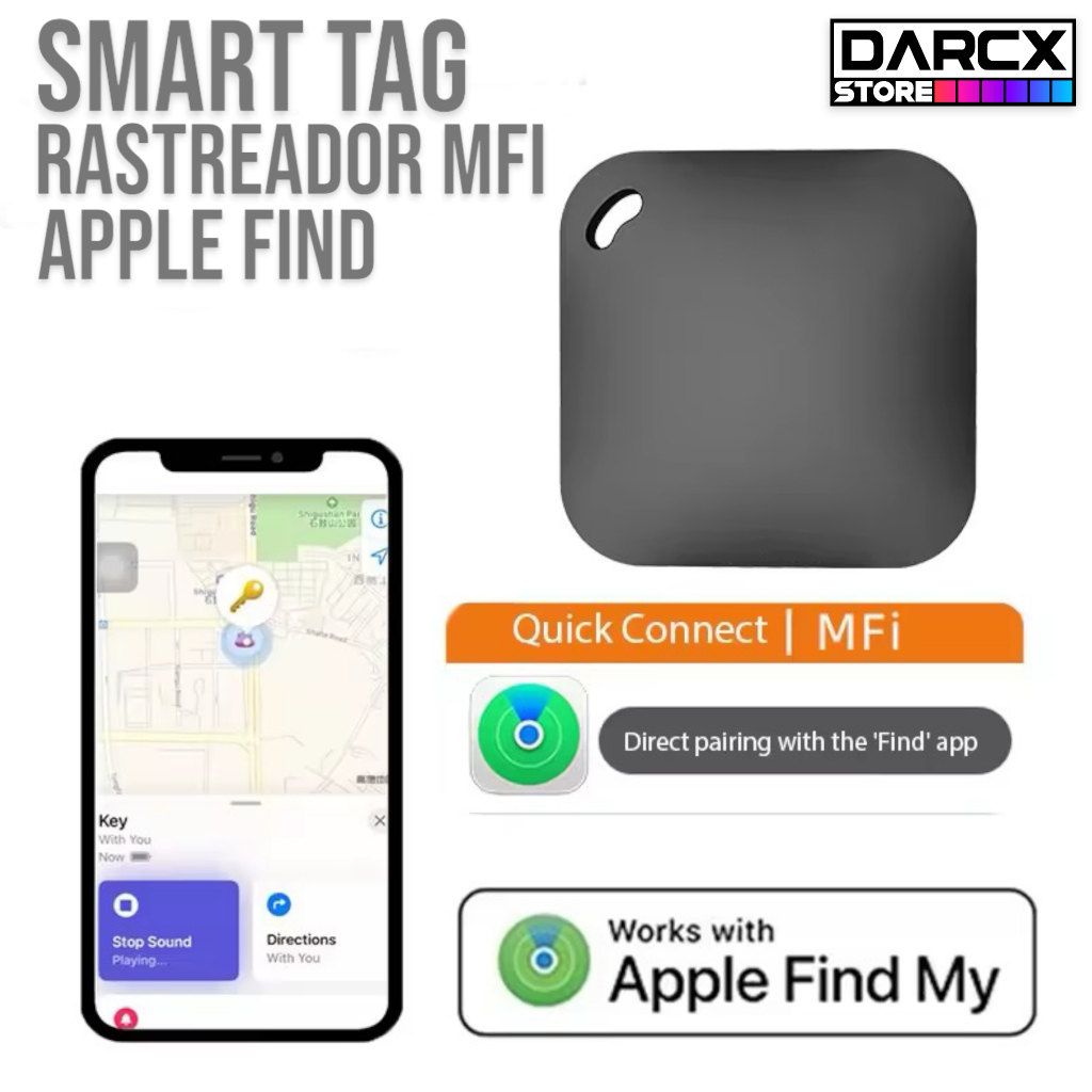 Localizador Smart Tag Rastreador Gps Mala Carteira Apple Cor Preto Mfi Apple Find My Iphone Mini Localizador Carro