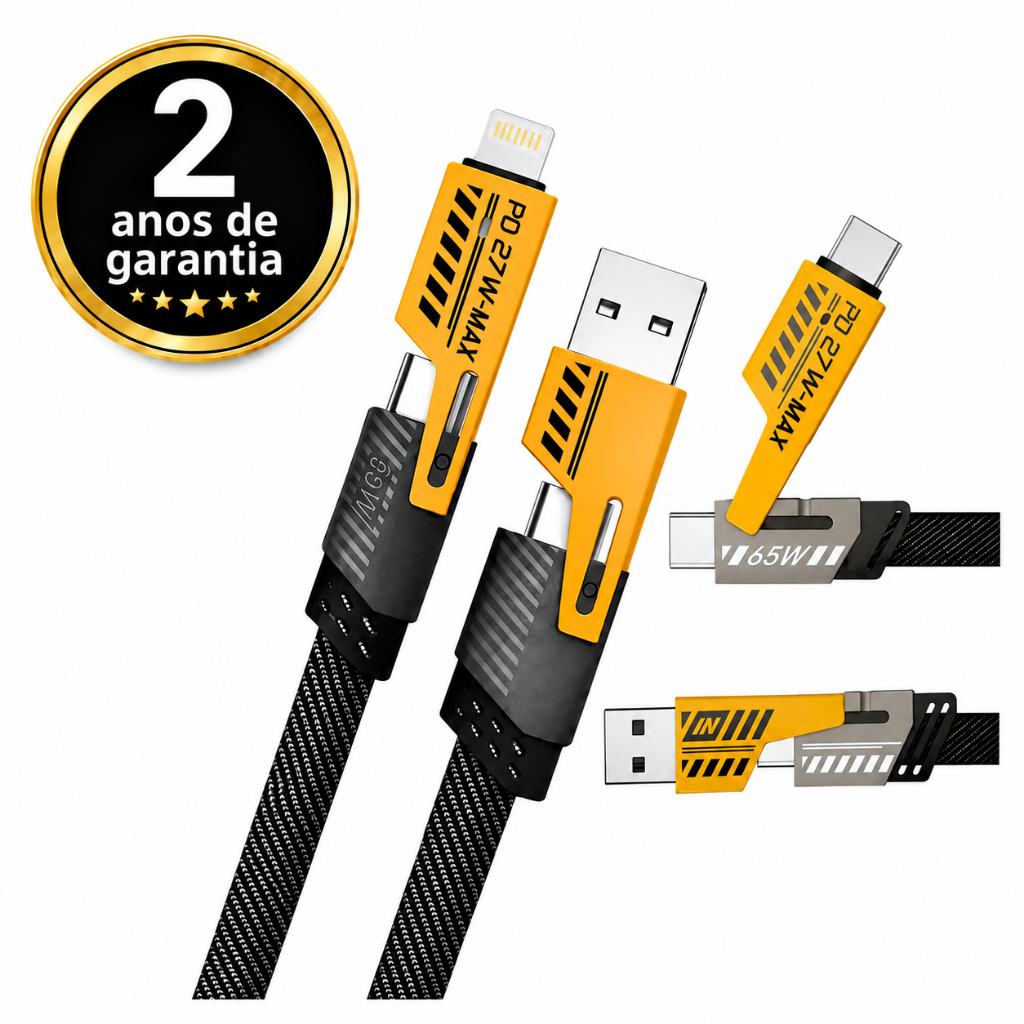 Cabo Usb Universal 4 Em 1 De 65w Para iPhone E Samsung S23 S24 S25 Tipo C Para iPhone 12 13 14 15 16 17 Pro Max ZCB200