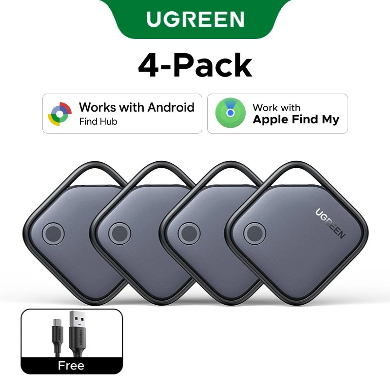UGREEN Localizador Bluetooth Smart Tracker  Smart Finder Ugreen Compati Apple Find My Preto Pacote Com 4