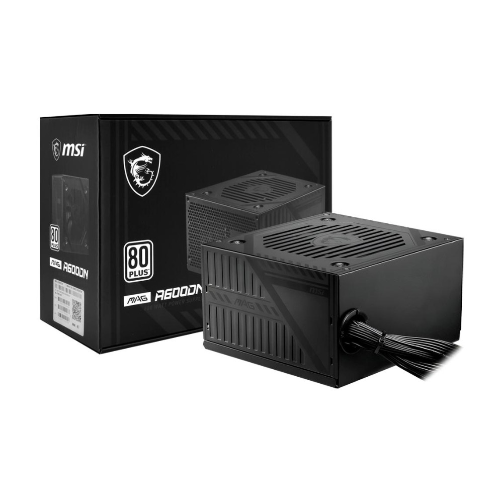 Fonte MSI MAG A600DN, 600W, 80 Plus White, PFC Ativo, Com Cabo, Preto - 306-7ZP6B22-809