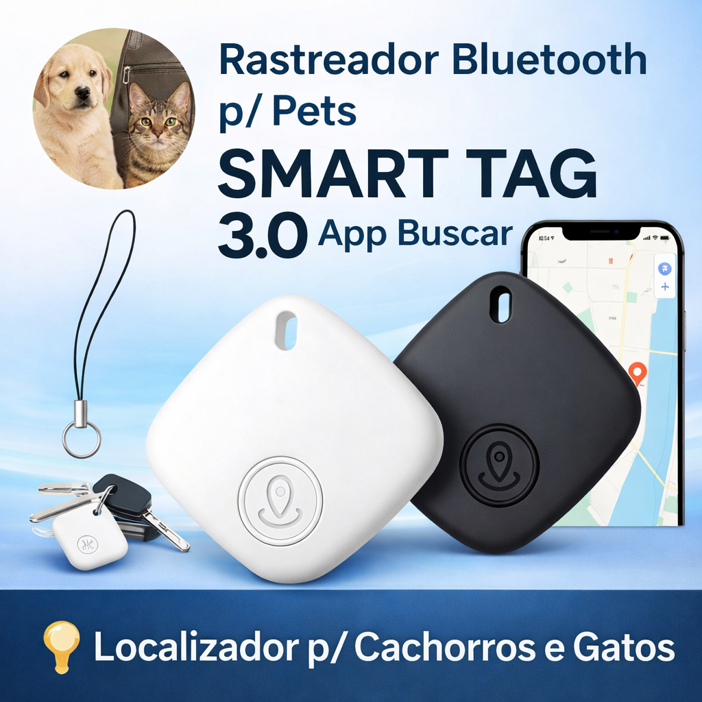 Rastreador Smart Tag iPhone Find My Sem Mensalidade Localizador Bluetooth Pet Chaves IOS