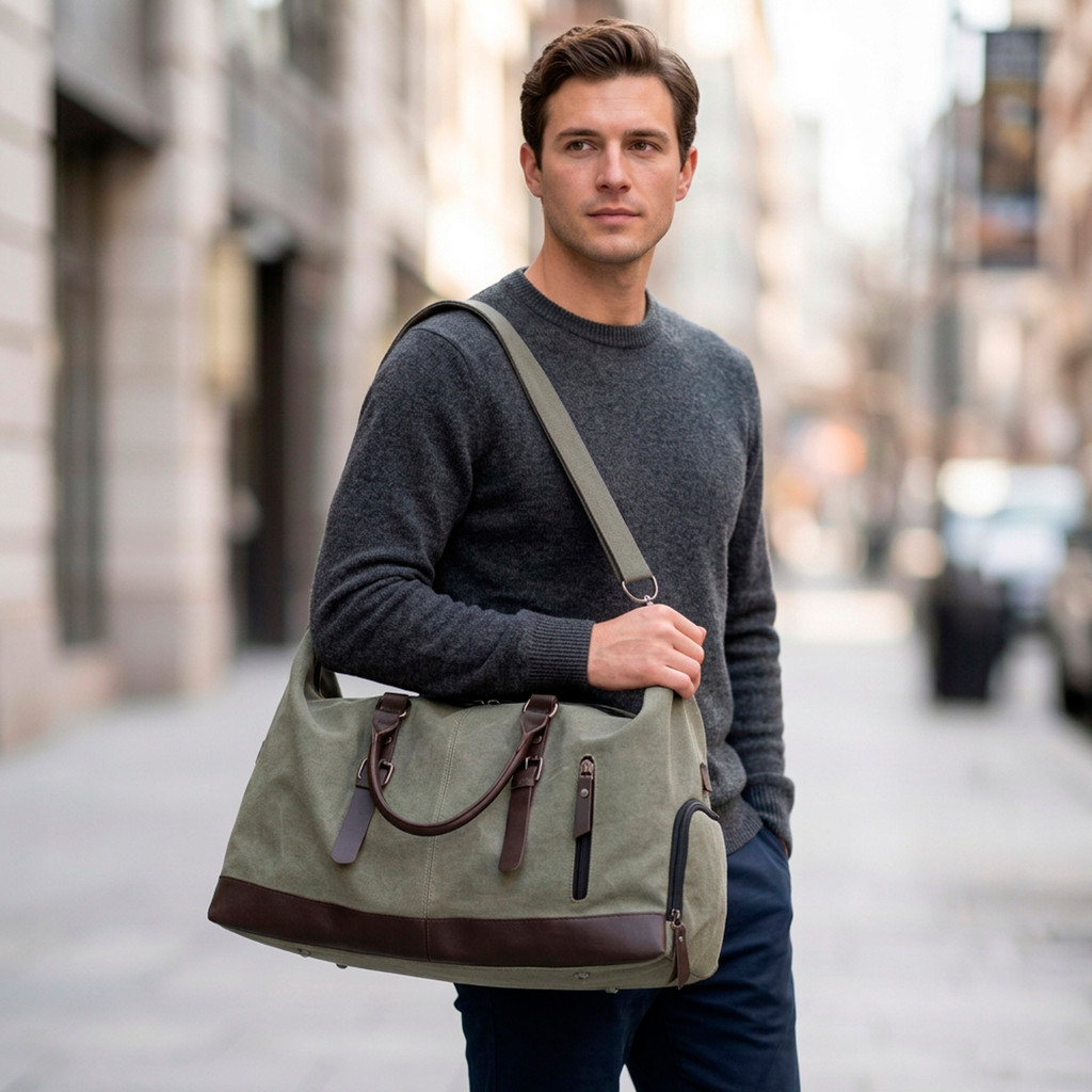 Bolsa de Viagem Lona Vintage Reforçada Mala de Mão Bordo Porta Sapato Espaçosa
