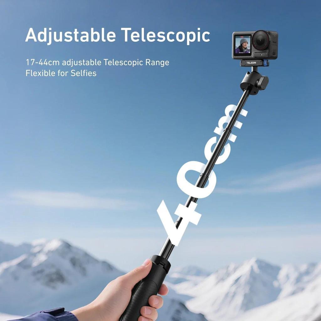 TELESIN 360° Ball Head Mini Selfie Stick Tripod for DJI OSMO Action 5 Pro 4 3 Accessories Quick-Release Portable Selfie