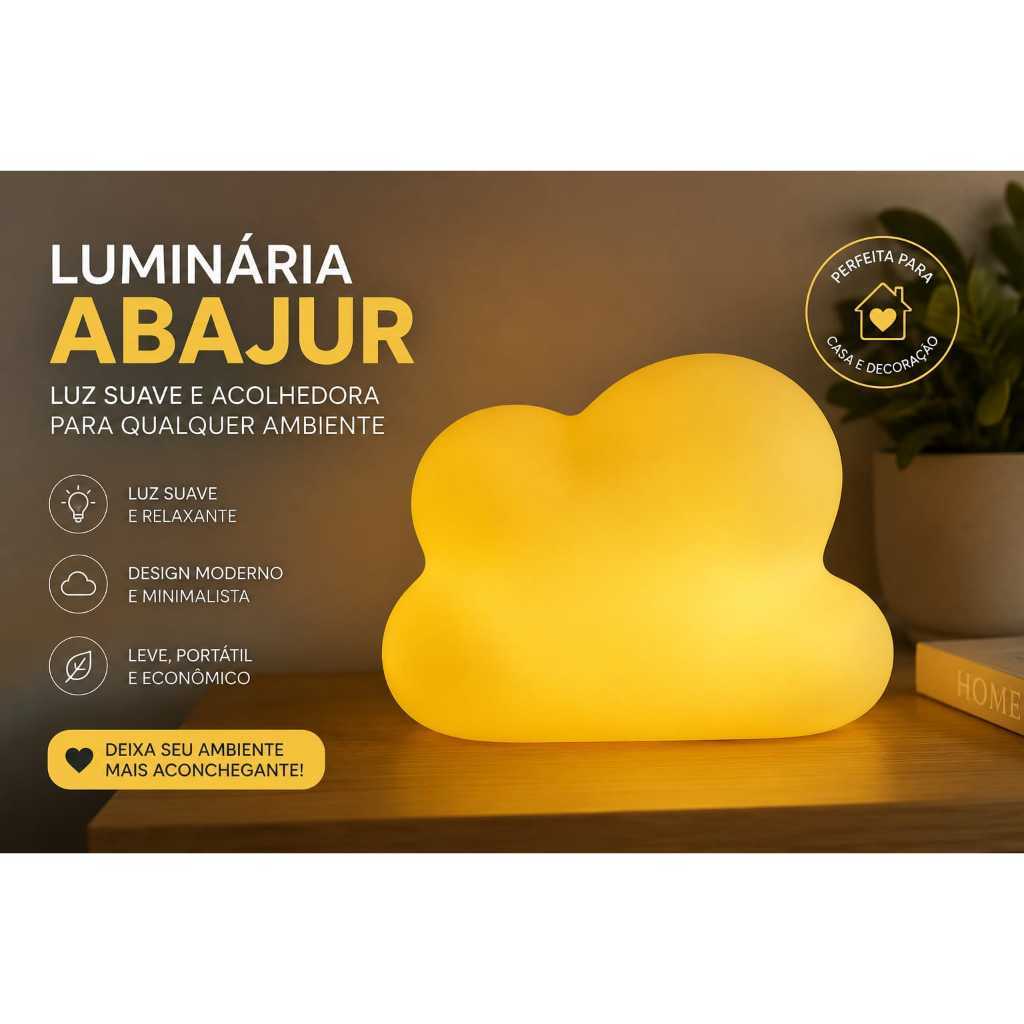 Luminária Nuvem Infantil Decorfun Bivolt 30cm LED Quarto Bebê Decoração