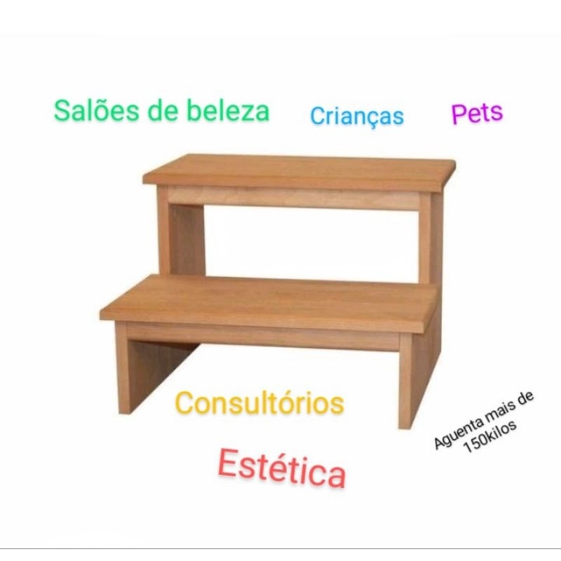 degrau escadinha auxiliar multifuncional  de madeira pinus todas as idades