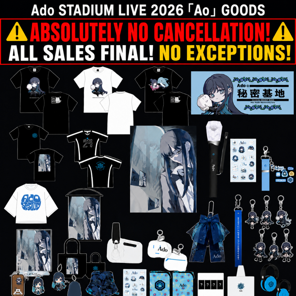 Brand-New Ado STADIUM LIVE 2026 Ao Official Goods Japan T-Shirt Light Stick Towel Plush Acrylic Keychain Tote Bag Pouch Sticker Shopping Bag Selectable Merchandise Limited Concert Collection
