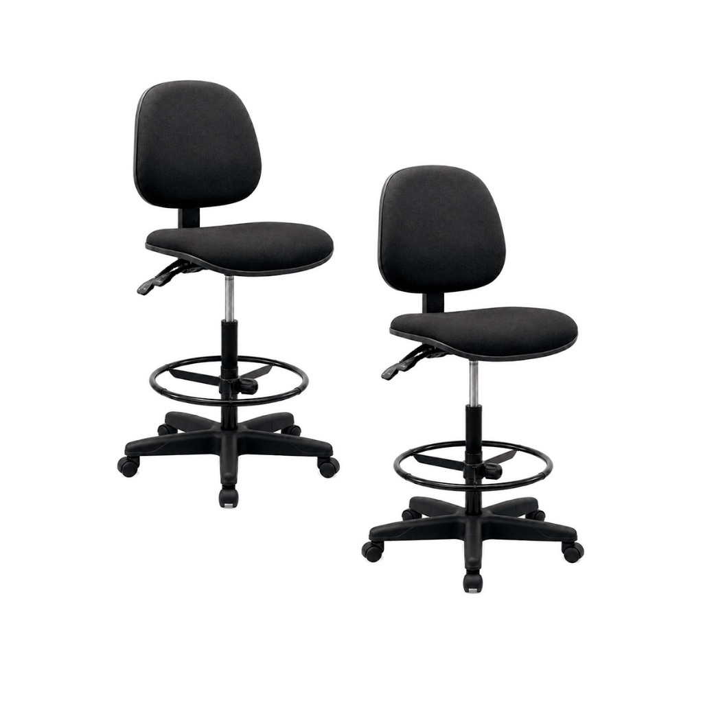 Kit 2 Cadeiras Executiva Caixa Alta NR17 Back System Ergonômica Pistão a Gás Classe 4 Giratória Caixa Balcão Recepção