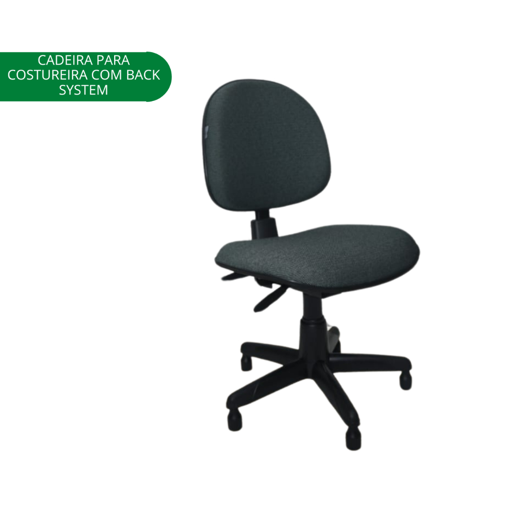 CADEIRA PARA COSTUREIRA EXECUTIVA INDUSTRIAL, OPÇÕES COM E SEM BACK SYSTEM, ESPUMA DE 50MM OU 30MM, DESMONTADA.
