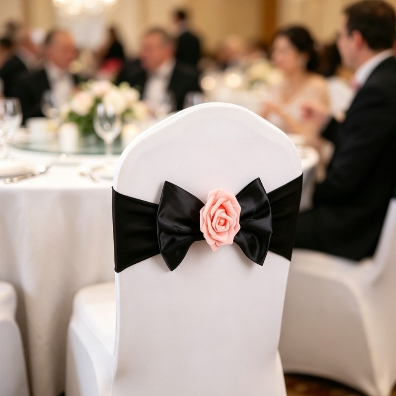 Bmico Satins Chair Back Bowknot Tie Sash Rosa Artificial Para Banquete Casamento