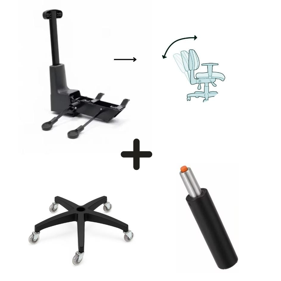 Kit Gamer Completo – Back System + Pistão Reforçado 150kg + Base Estrela com Rodízios em Gel