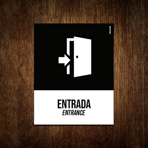 Placa Sinalização Ícone - Entrada Entrance