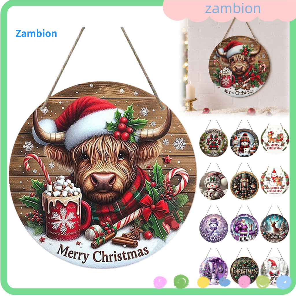Decorative Entrance Wall Art Christmas Tree Hanging Ornaments Wooden Pendant with Lanyard – Rustic Front Door Sign Far