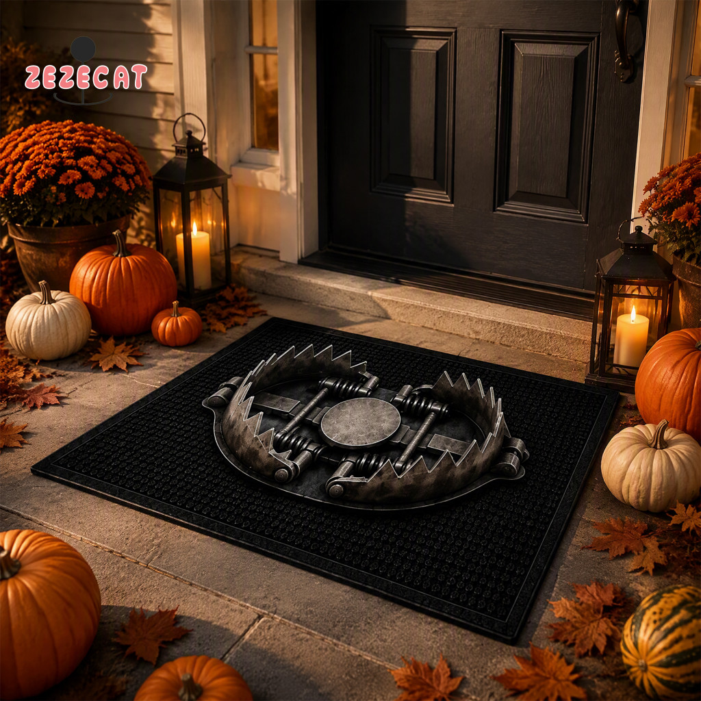 Absorbent Entry Rug Non Slip Floor Mat 3d Bear Trap Illusion Door – Funny Non-slip Welcome for Entrance Bathroom Bedro