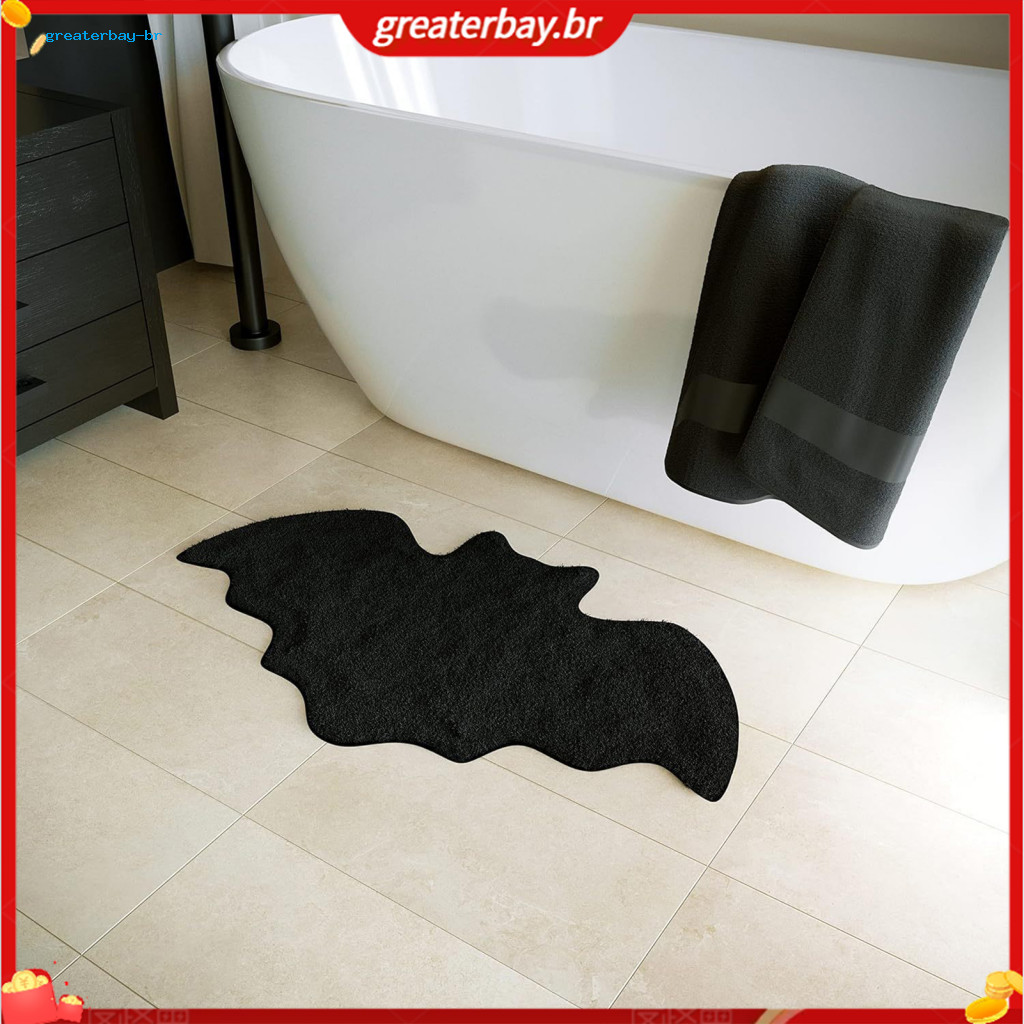 Halloween Black Bat Non-slip Spider Web Bath Mat Bathroom Rug for Home Entrance Bedroom Indoor Decor Anti-skid Floor Sof