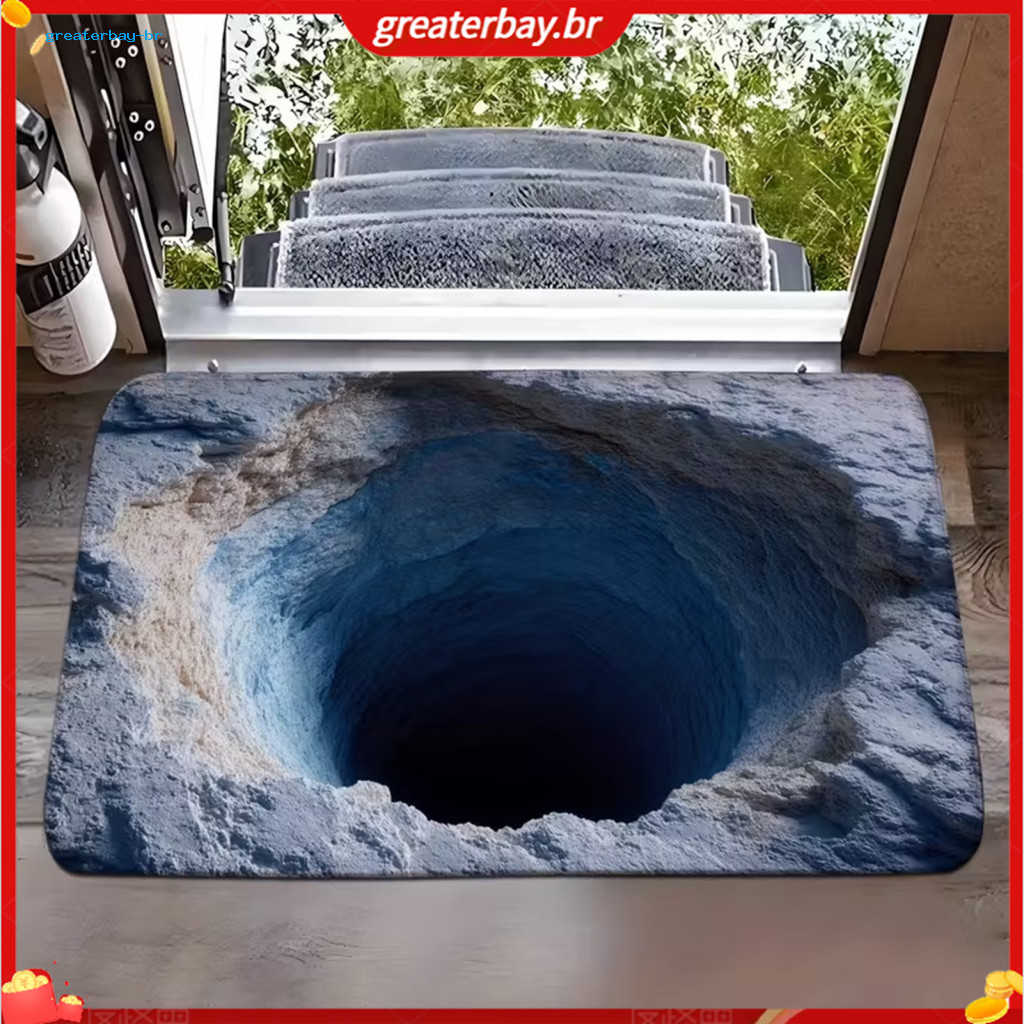 3d Hole Rug Optical Illusion Floor Mat Non-slip Bottomless Pit Design for Entrance Room Bathroom – Funny and Realistic