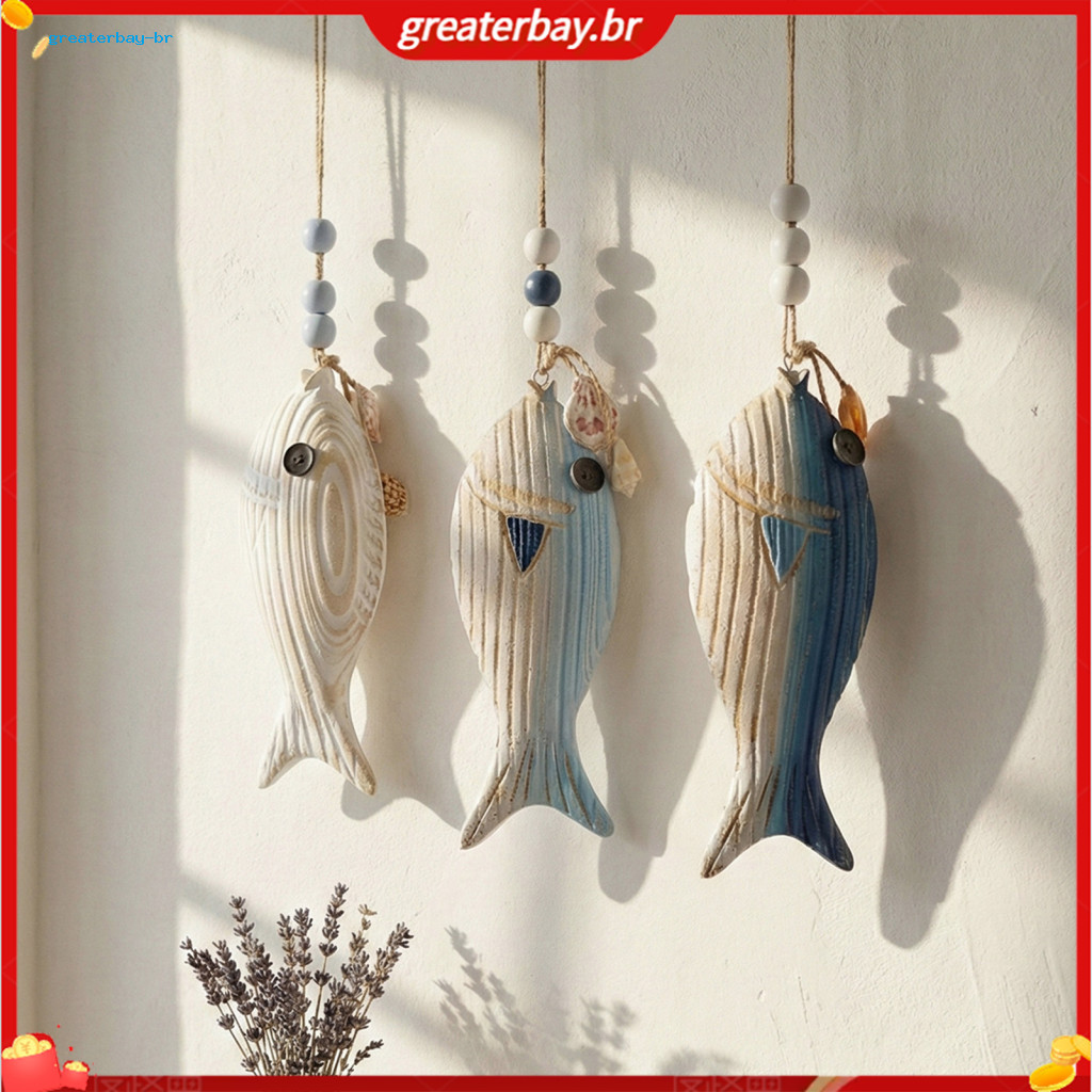 Wooden Fish Wall Hanging Decoration with Lanyard – Easy to Hang Carved Pendant for Bathroom Door Entrance Versatile Na