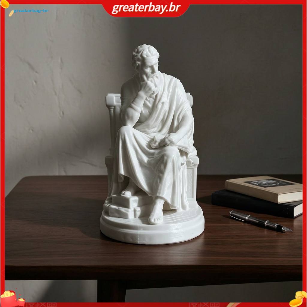 Philosopher Shape 3d Printed Sculpture Ornament with Stable Base Retro Desktop Decoration for Study Room Office Entrance