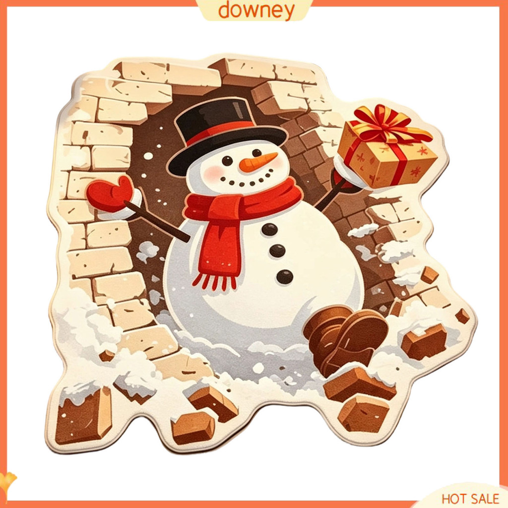 Christmas Entrance Mat Non-slip Santa Claus Rug Soft Imitation Cashmere Floor for Kitchen Bathroom Home Holiday Decorati