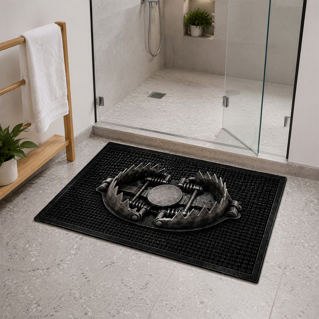 Non Slip Floor Mat Absorbent Entry Rug 3d Bear Trap Illusion Door – Funny Non-slip Welcome for Entrance Bathroom Bedro
