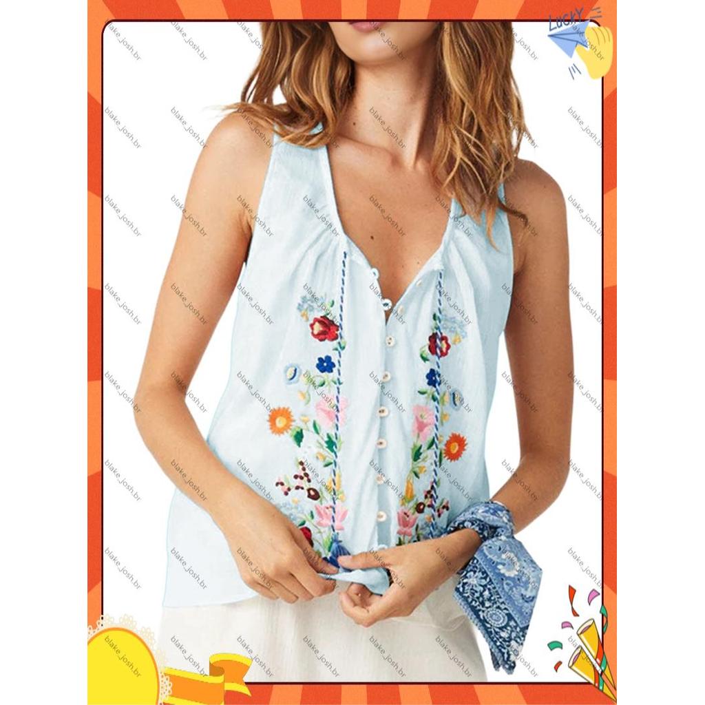 [Qualidade B] Regata Feminina Com Gravata Frontal Y2k Floral Babydoll Colete Cropped Blusa Camisa Azul Claro L