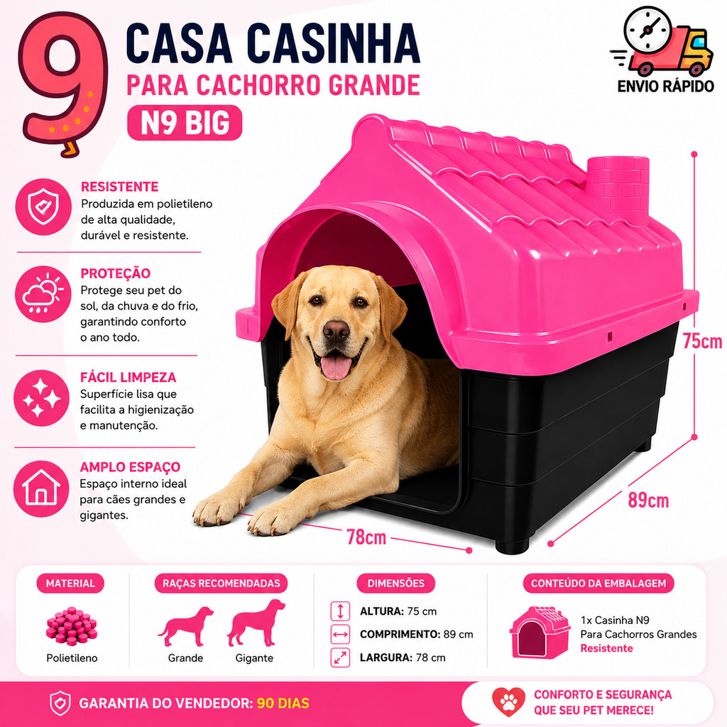 Casinha de Cachorro Grande Porte N8 ou N9 Casa Pet Big Casa de Cachorro