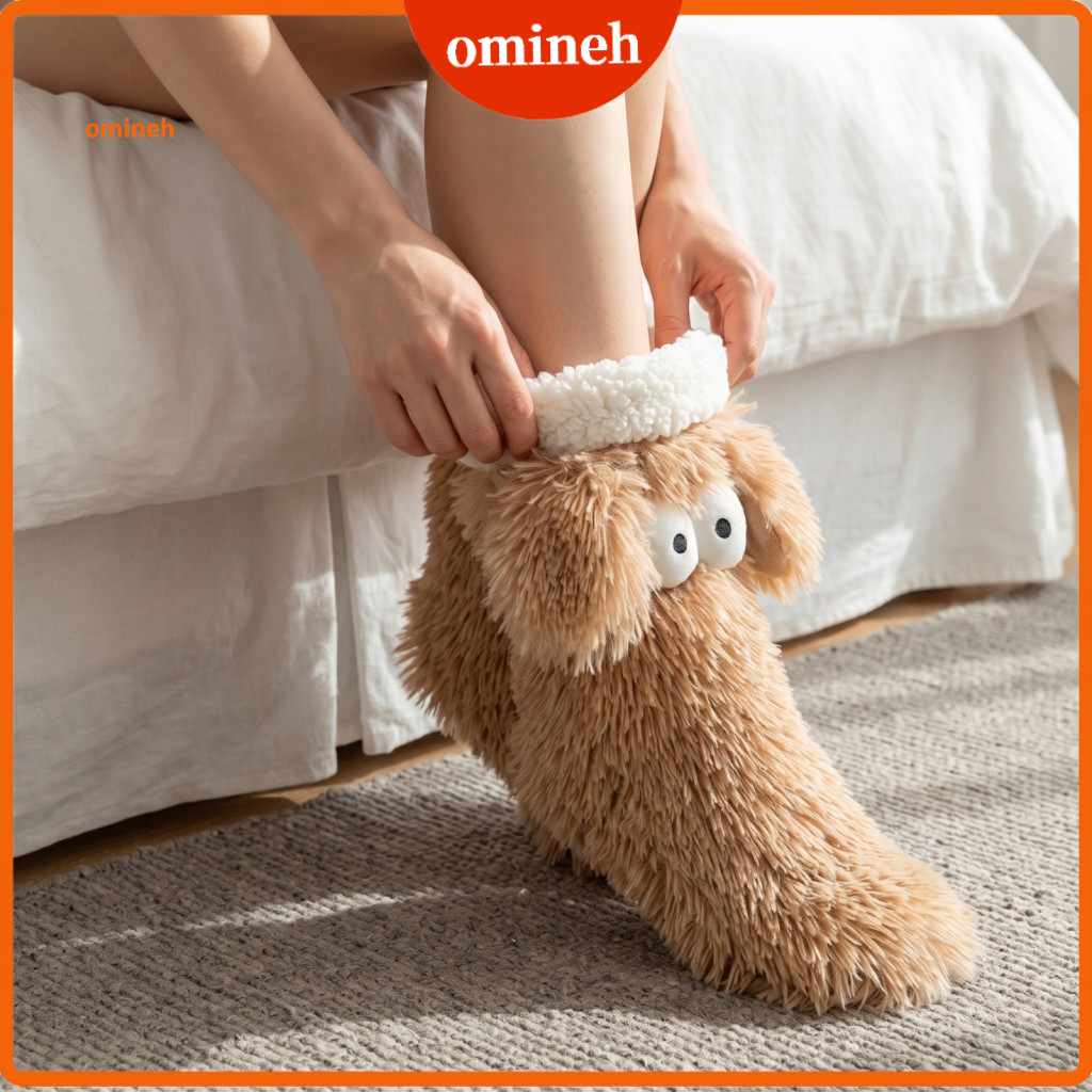 Non-slip Indoor Floor Socks Breathable Thermal House Fluffy Monster Slipper with Big Eyes – Cartoon Plush Soft Warm fo