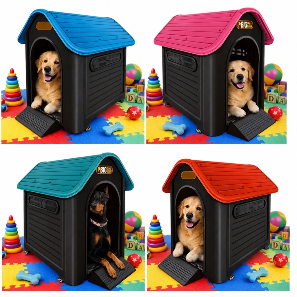 Casinha Para Cachorro Gigante - Teto Colorido Big Dog Home N9 Black