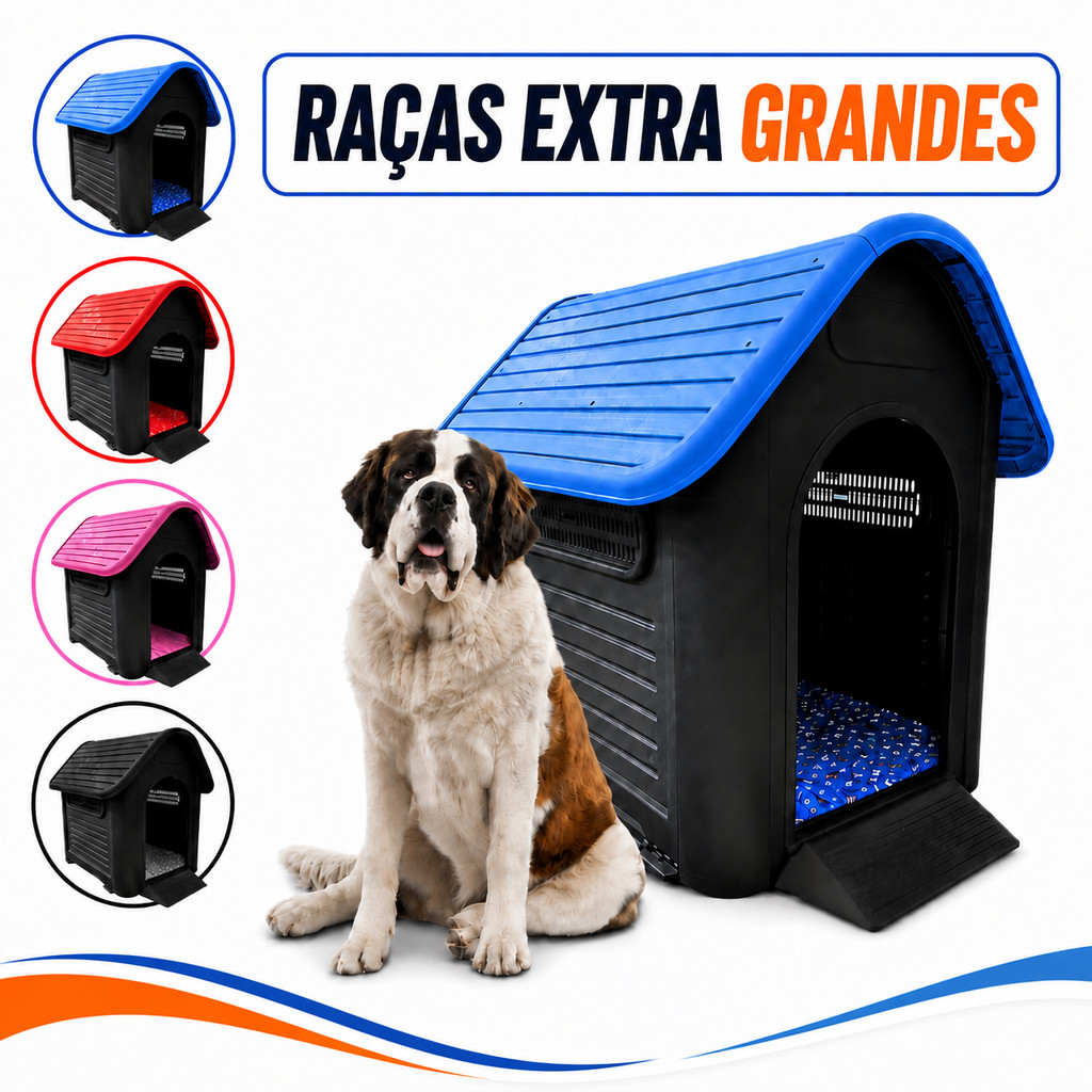 Casa Casinha Plástica Para Cachorro Grande N11 Big Home Até 70kg Kit Colchonete Cama Pet