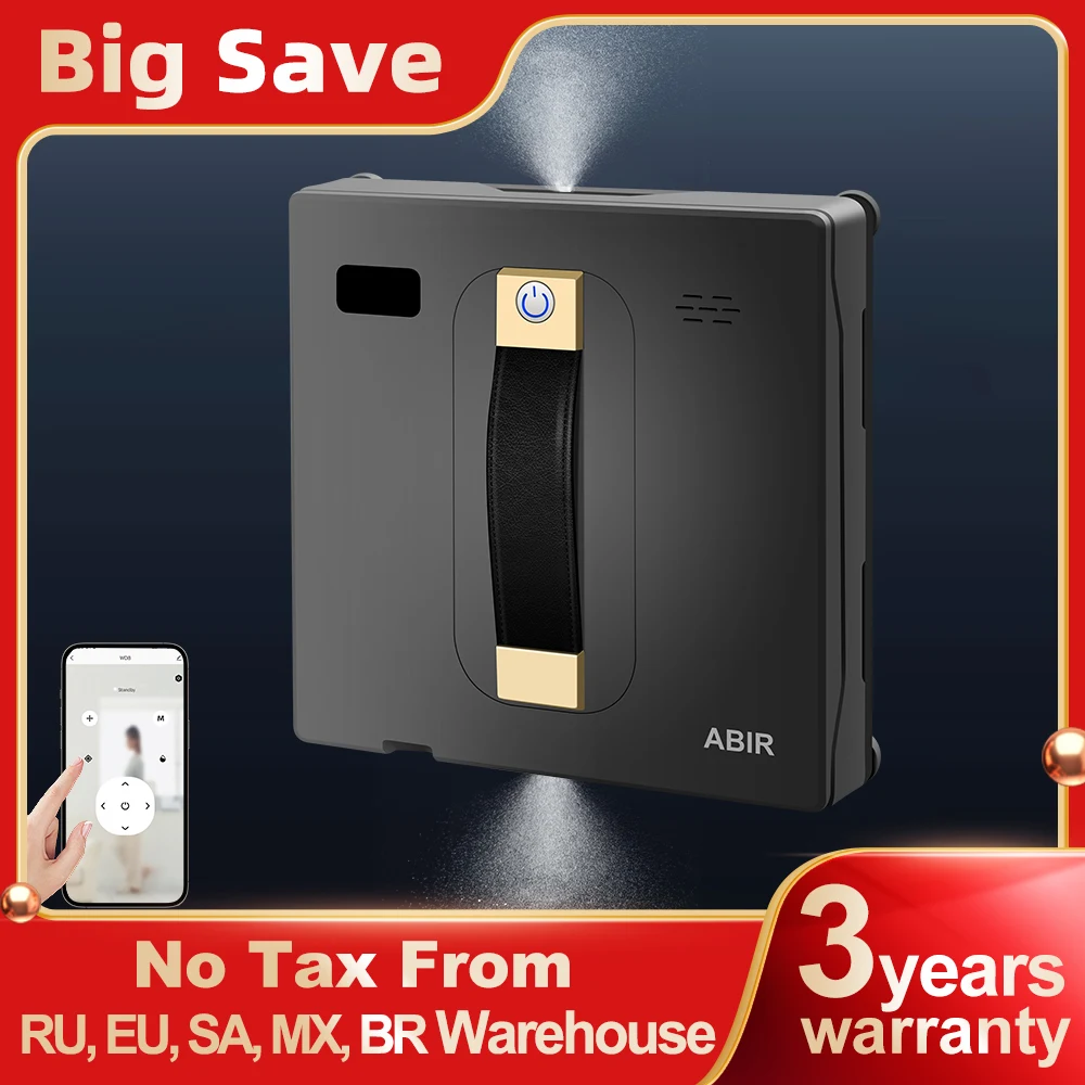 Robot Window cleaner ABIR WD8,Dual Water Spray,Smart Memory,High Vacuum Suction,  Sensor, Home Wall Glass Cleaning Robot