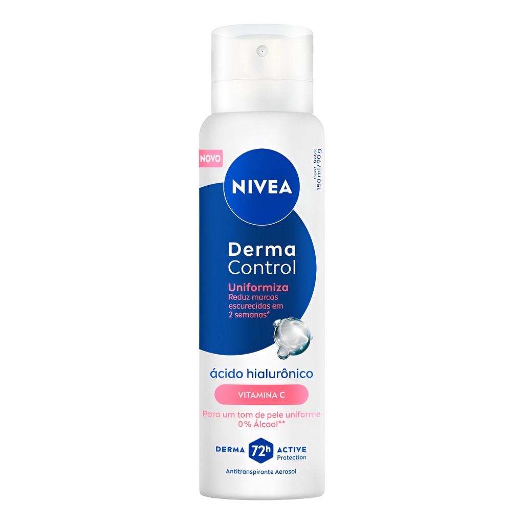 NIVEA Desodorante Aerossol Derma Control Uniformiza 150ml - Reduz marcas escurecidas com proteção avançada de 72h