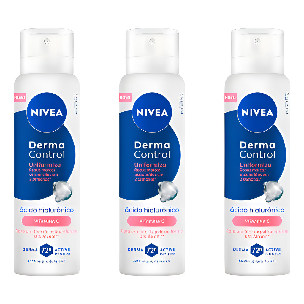 Desodorante Aero Nivea 150ml Fem Derma Control Uniform-3un Fragrância Suave
